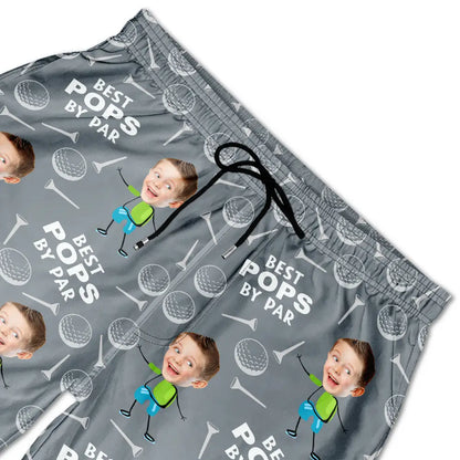 Custom Photo Best Daddy By Par Funny Golf Lover - Personalized Unisex Beach Shorts