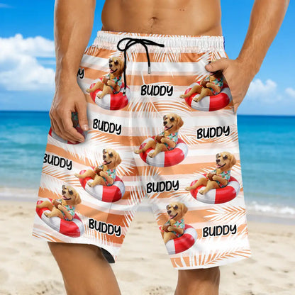 Custom Photo 3D Summer Concept Poolside Beach Vacation Dog Cat - Personalized Unisex Beach Shorts