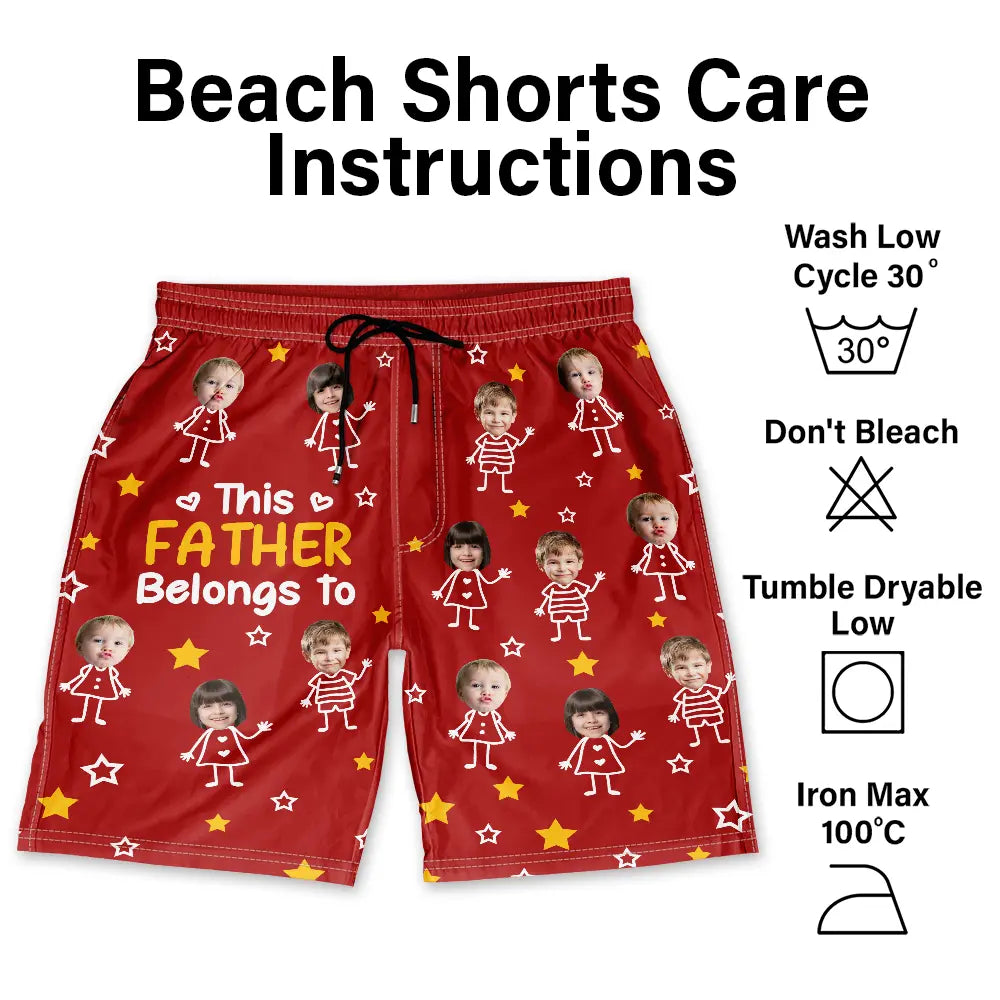 Custom Photo This Grandpa Daddy Belongs To Kids Pet - Personalized Unisex Beach Shorts