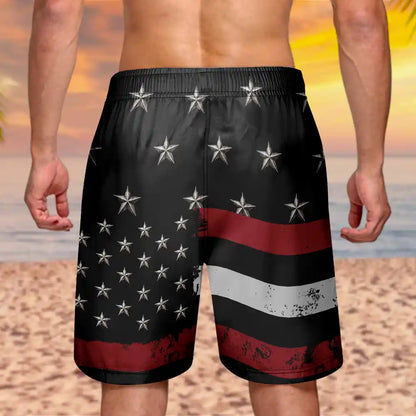Metal Effect Best Dad Grandpa Ever - Personalized Unisex Beach Shorts