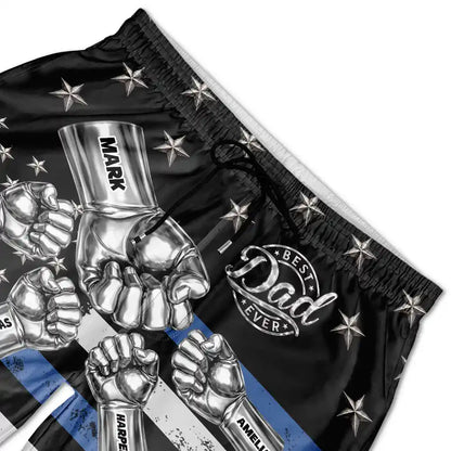 Metal Effect Best Dad Grandpa Ever - Personalized Unisex Beach Shorts