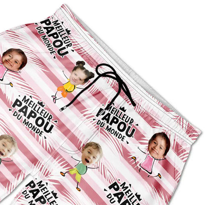 Photo Personnalisable Meilleur Papa Du Monde - Shorts De Plage Unisexes Personnalisés