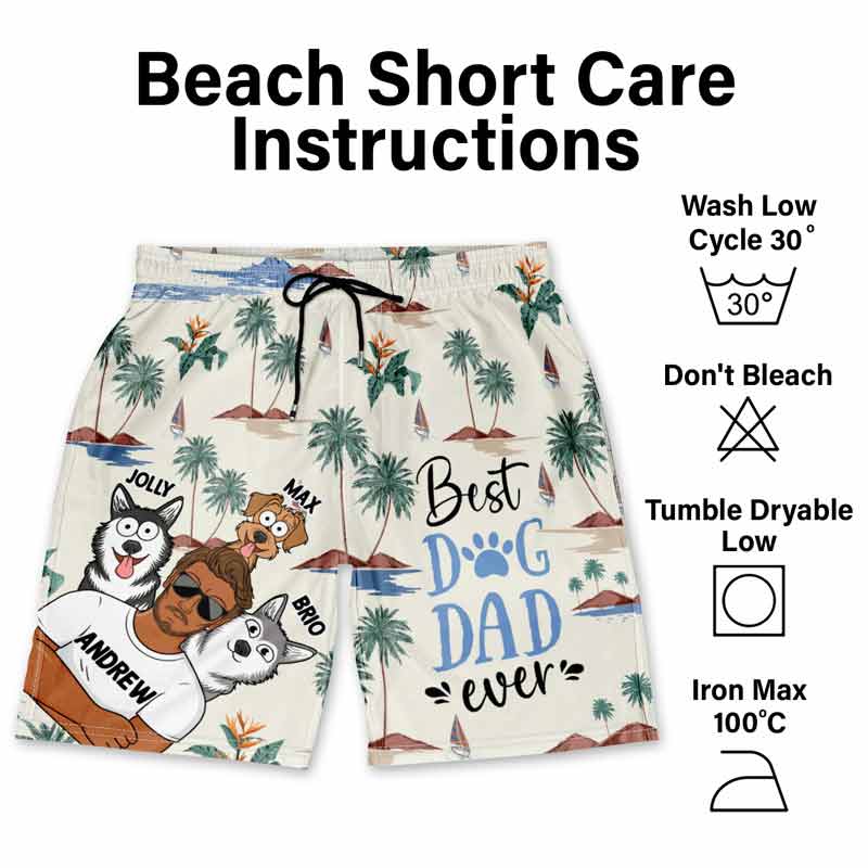Best Dog Dad Ever - Personalized Unisex Beach Shorts