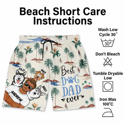 Best Dog Dad Ever - Personalized Unisex Beach Shorts