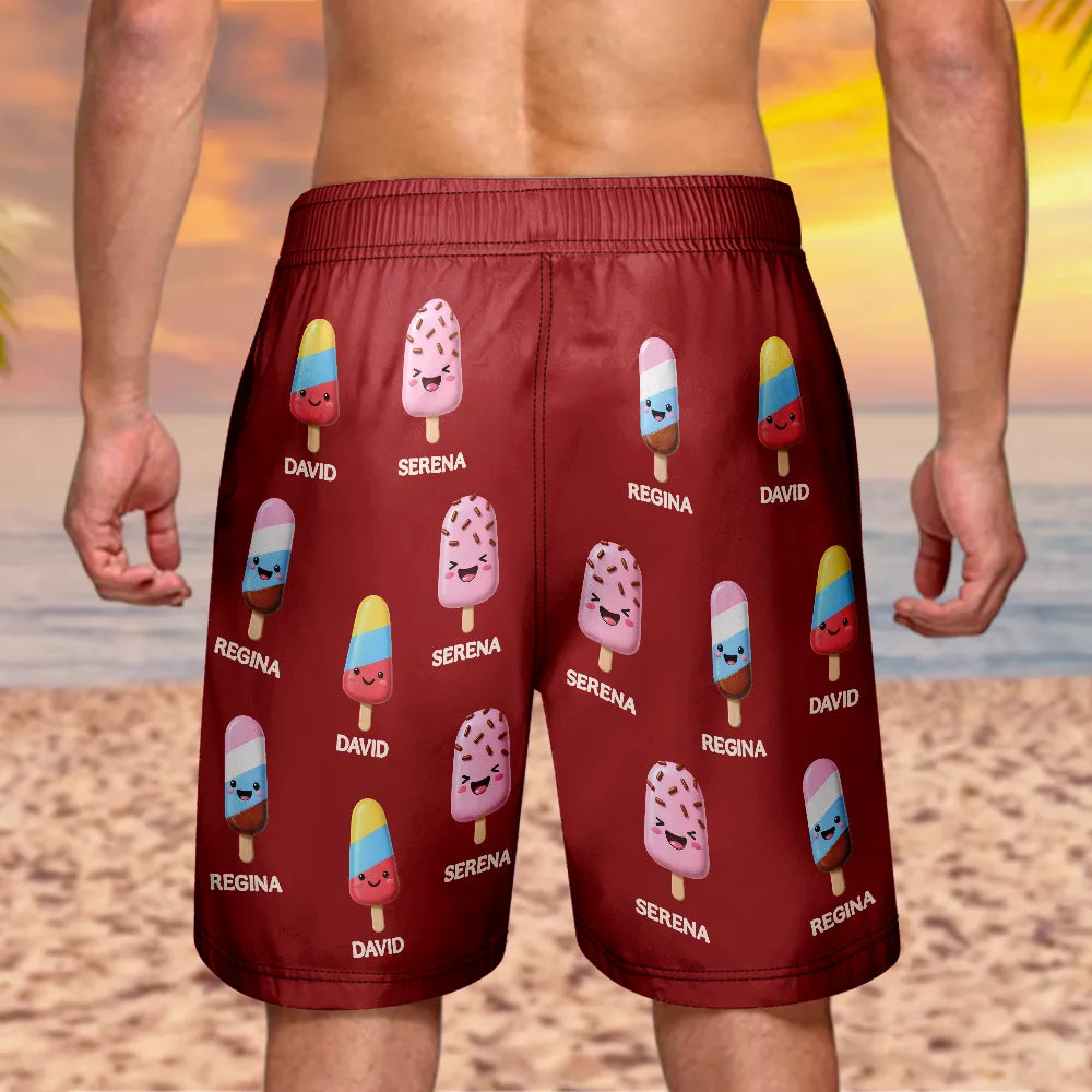 The Coolest Pop Grandpa Dad - Personalized Unisex Beach Shorts