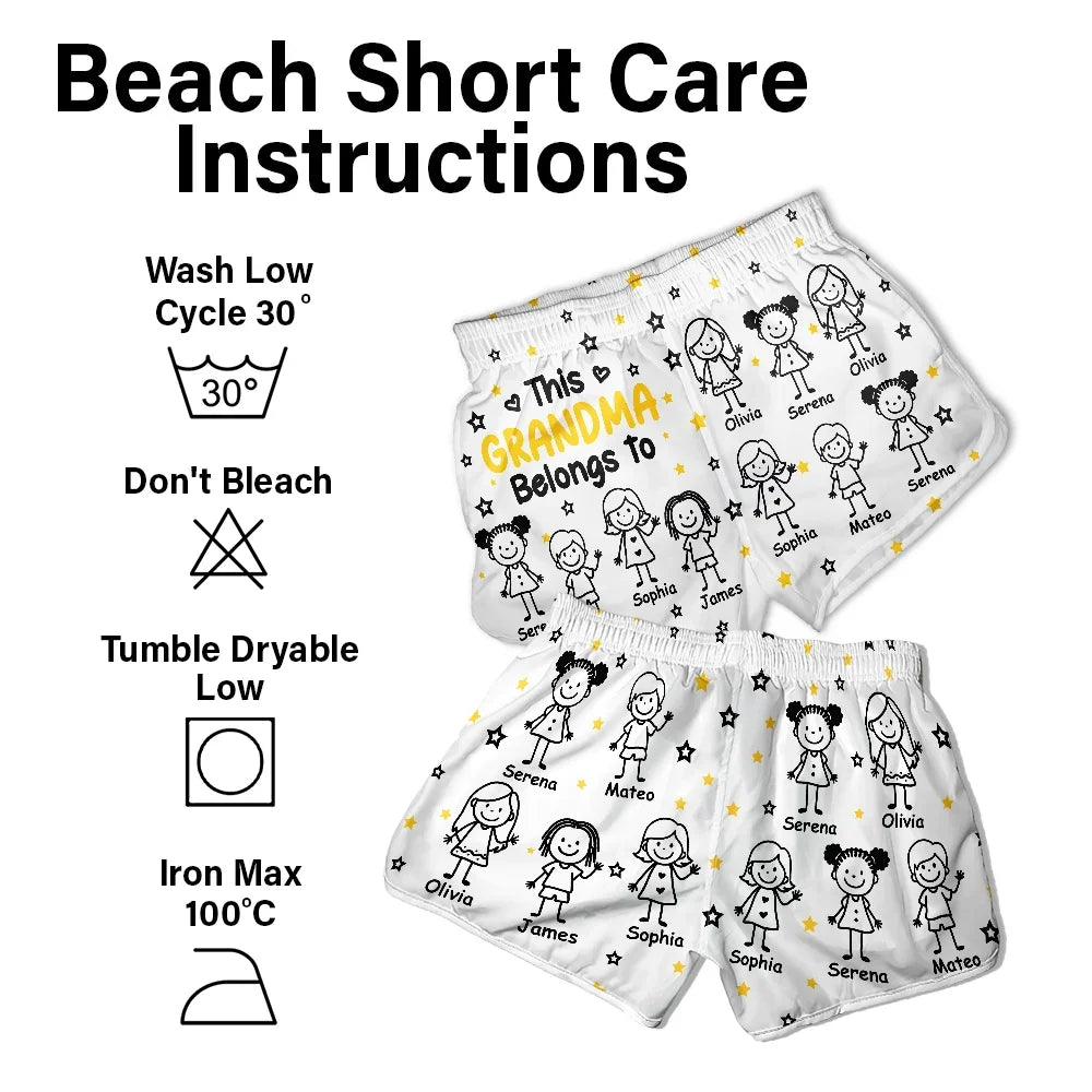 This Grandma Mom Belongs To Kids Pet - Personalized Women Beach Shorts