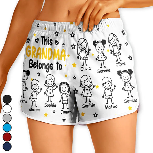 This Grandma Mom Belongs To Kids Pet - Personalized Women Beach Shorts