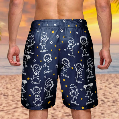 This Grandpa Dad Belongs To Kids Pet - Personalized Unisex Beach Shorts