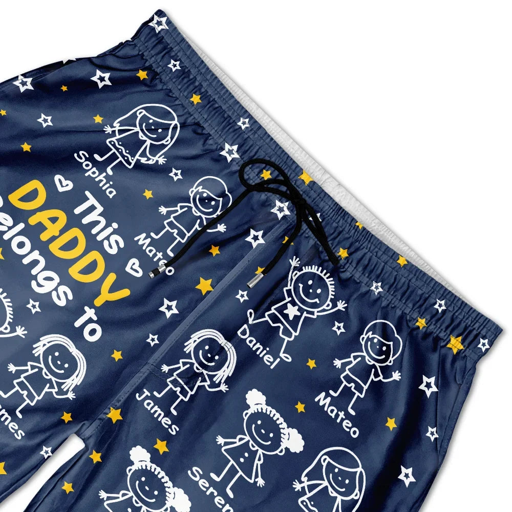 This Grandpa Dad Belongs To Kids Pet - Personalized Unisex Beach Shorts