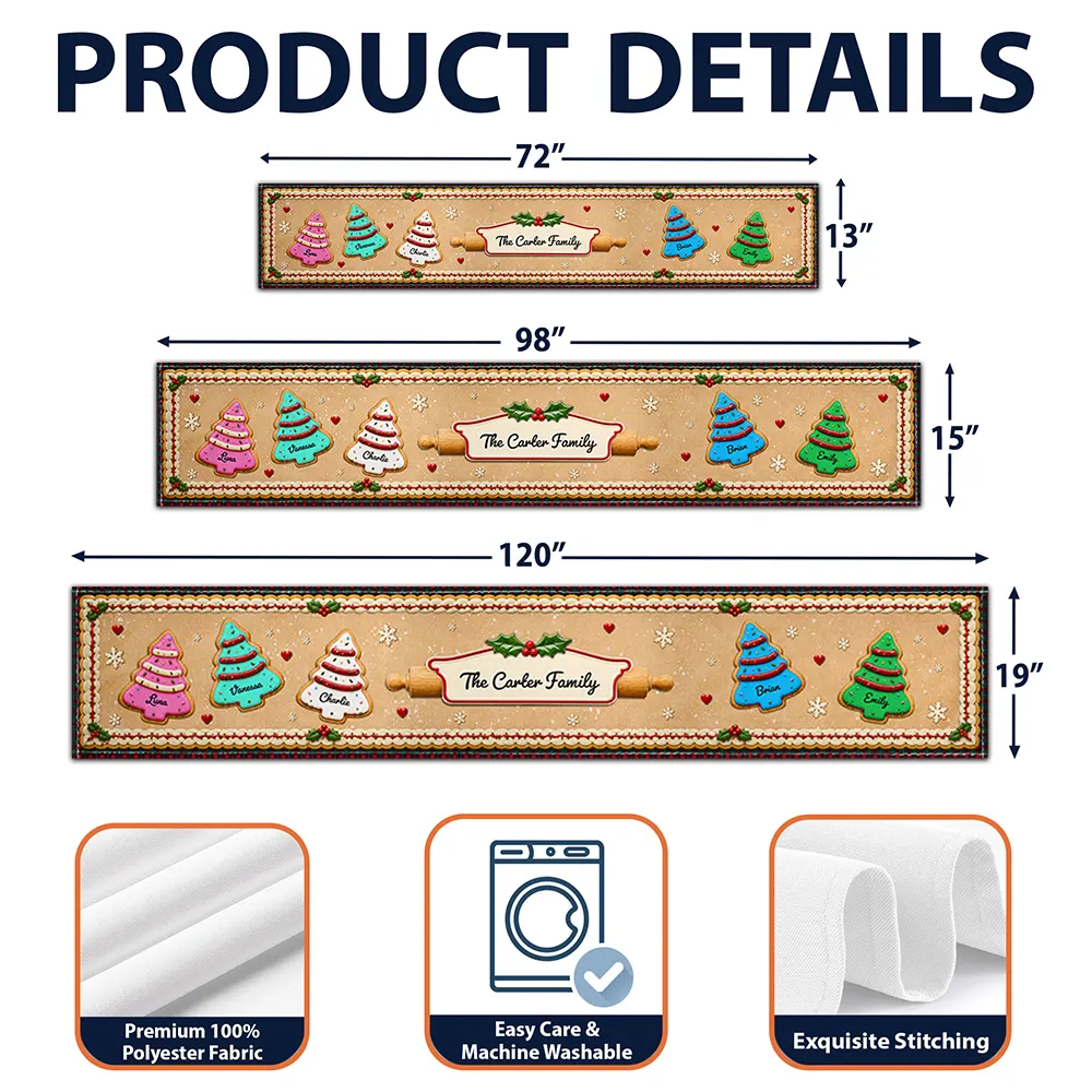 Custom Family Christmas Cookie - Personalized Table Runner