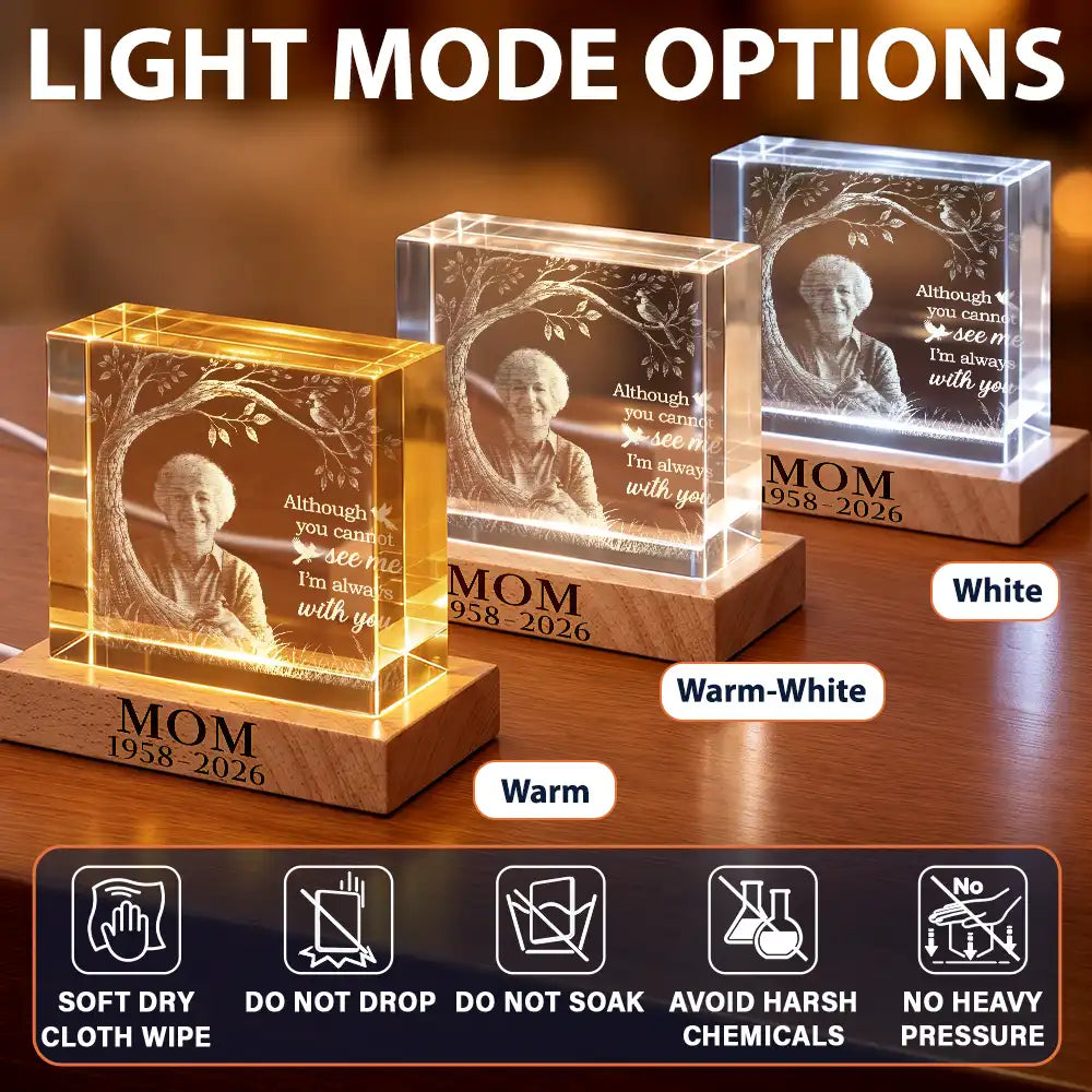 Sympathy Christmas Gift For Loss Of Dad - Personalized Custom Photo When You Miss Me Have No Fear Crystal Cube Lamp