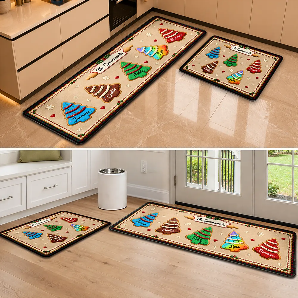 Custom Family Christmas Cookie - Personalized Runner Rug