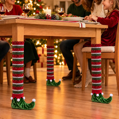 Christmas Home Decor, Dining Room Gift For Family - Santa, Reindeer, Elf Boot Furniture Leg Cover
