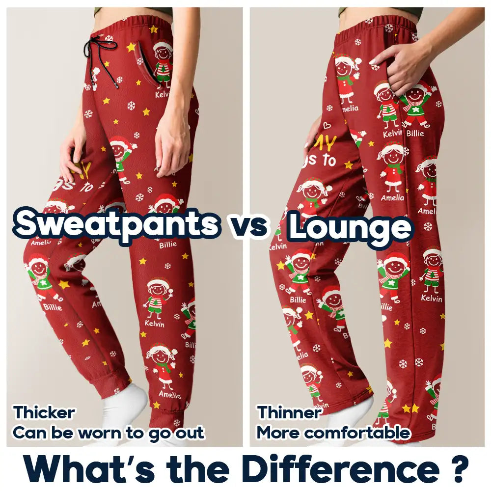 This Grandpa Grandma Belongs To Christmas Kid Stick Figures - Personalized Pajama Pants