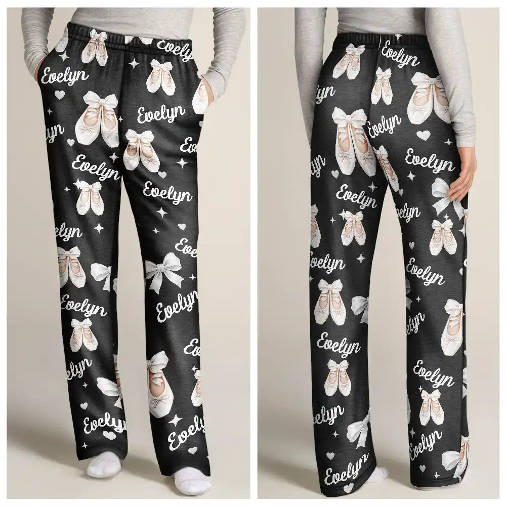 Ballet Gift For Teen Girls - Personalized Coquette Bow Pajama Pants