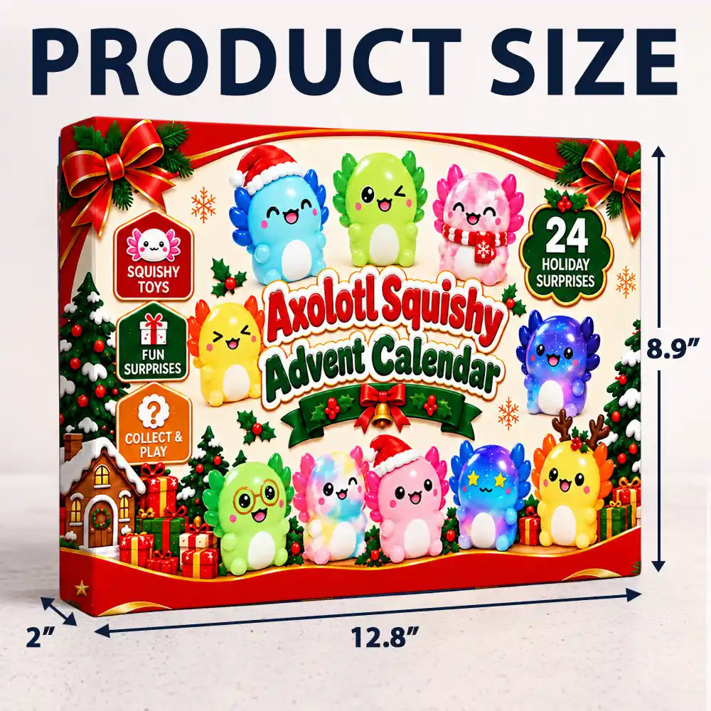 Squishy Axolotl Gift For Kids - Festive Christmas Countdown Advent Calendar