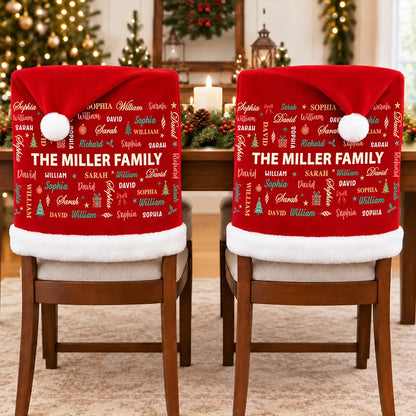 Christmas Table Decor Gift For Family - Personalized Member Names Chair Cover