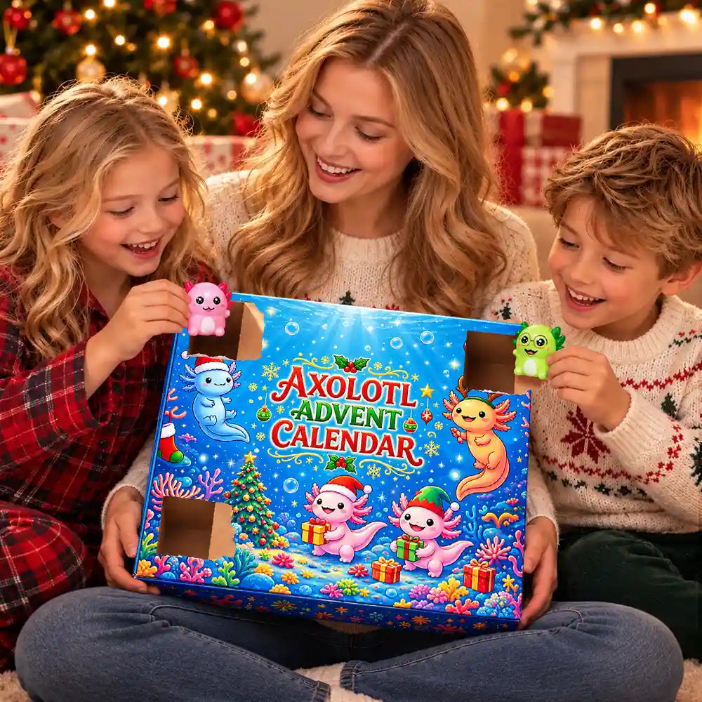 Squishy Axolotl Gift For Kids - Winter Christmas Countdown Advent Calendar