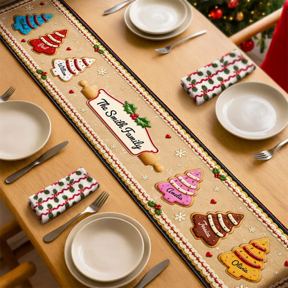 Custom Family Christmas Cookie - Personalized Table Runner