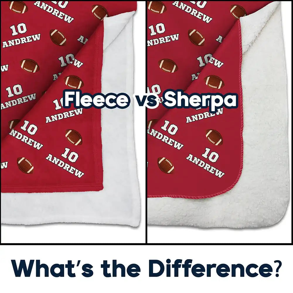 Sports Gift For Kids - Personalized American Football Baseball Soccer Fleece Blanket, Sherpa Blanket