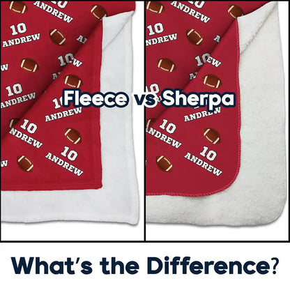 Sports Gift For Kids - Personalized American Football Baseball Soccer Fleece Blanket, Sherpa Blanket