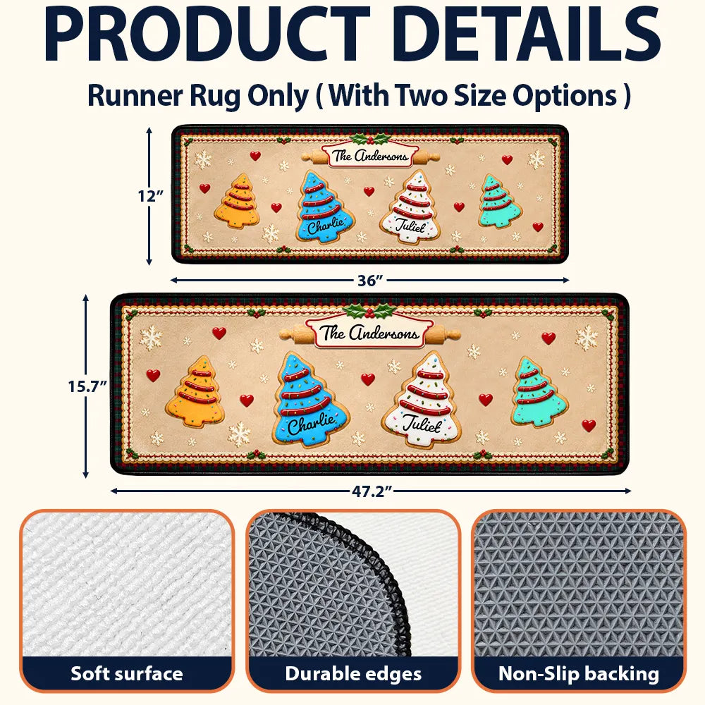 Custom Family Christmas Cookie - Personalized Runner Rug