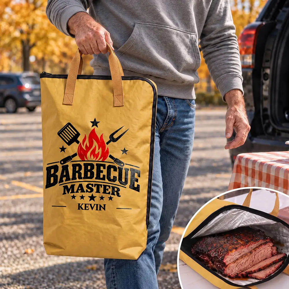 Grilling Master, BBQ Grilling Gift For Dad, Husband, Boyfriend - Personalized With Name BBQ Blanket