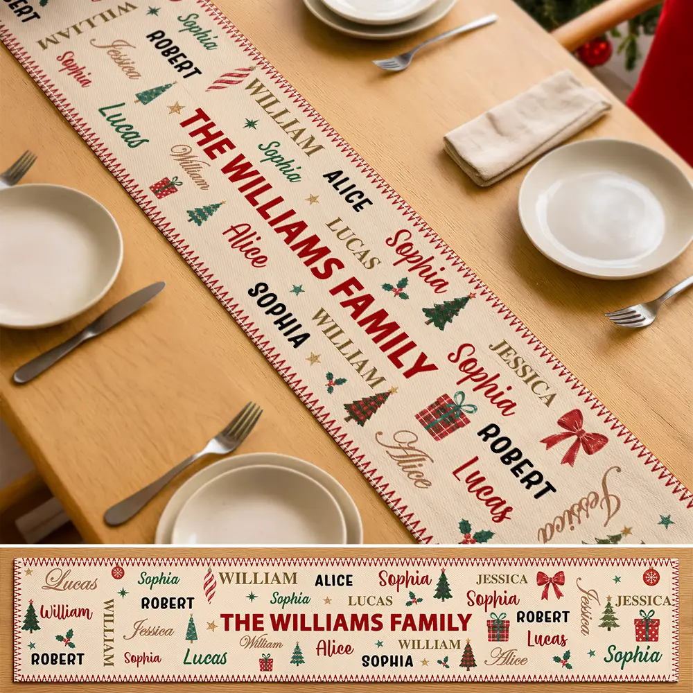 Family Name Christmas - Personalized Table Runner