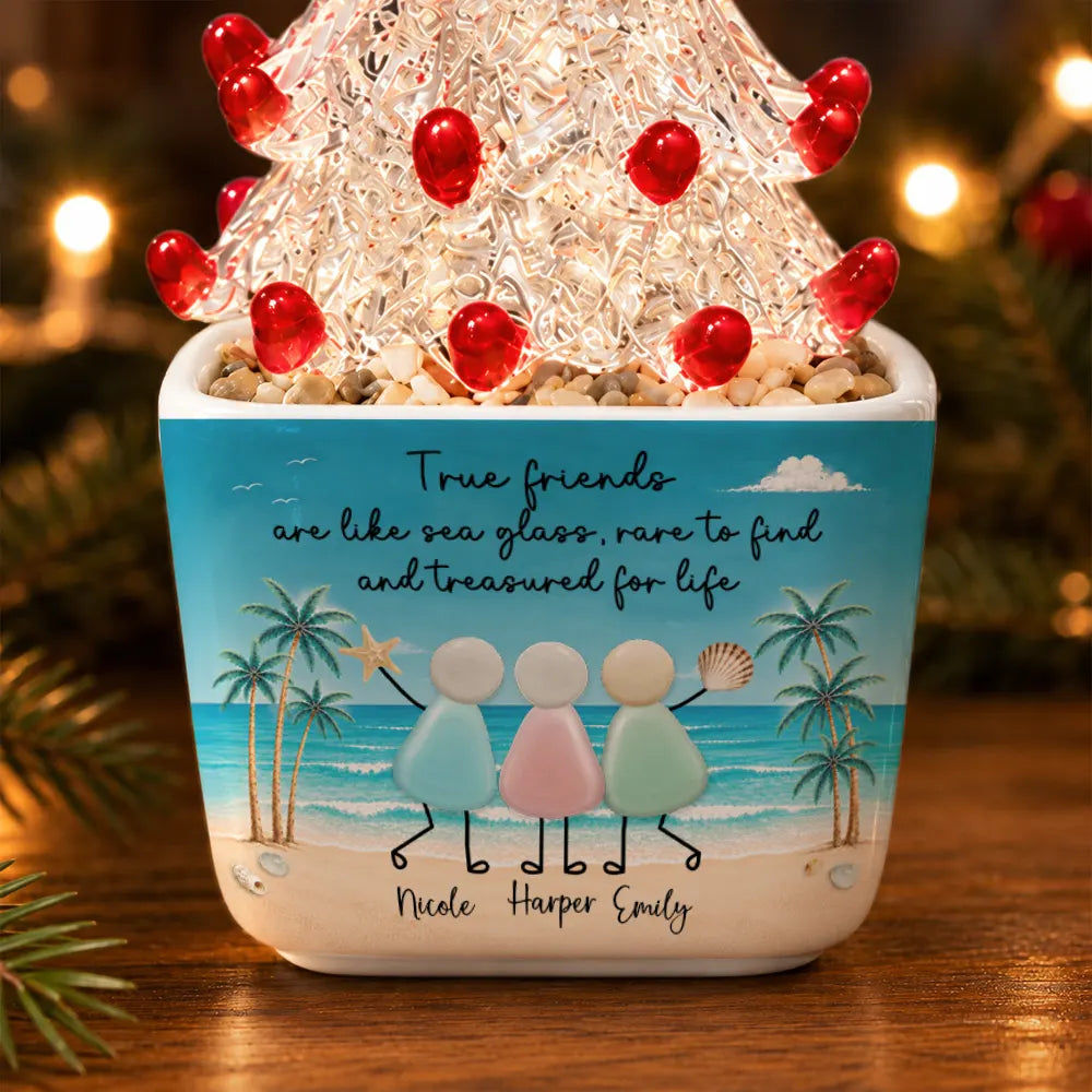 Friendship Gift For Woman, True Friend, Bestie, BFF - Personalized Faux Sea Glass, Rare To Find Stained Glass Christmas Tree