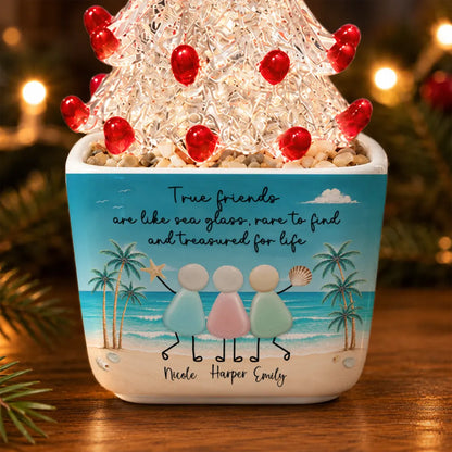 Friendship Gift For Woman, True Friend, Bestie, BFF - Personalized Faux Sea Glass, Rare To Find Stained Glass Christmas Tree
