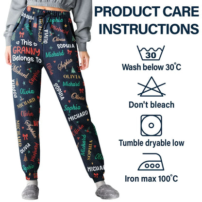 This Grandma Mommy Belongs To Kid Names - Personalized Pajama Pants