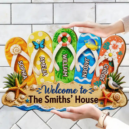 Summer Vibe Welcome To Our Family - Personalized Custom Shaped Wood Sign