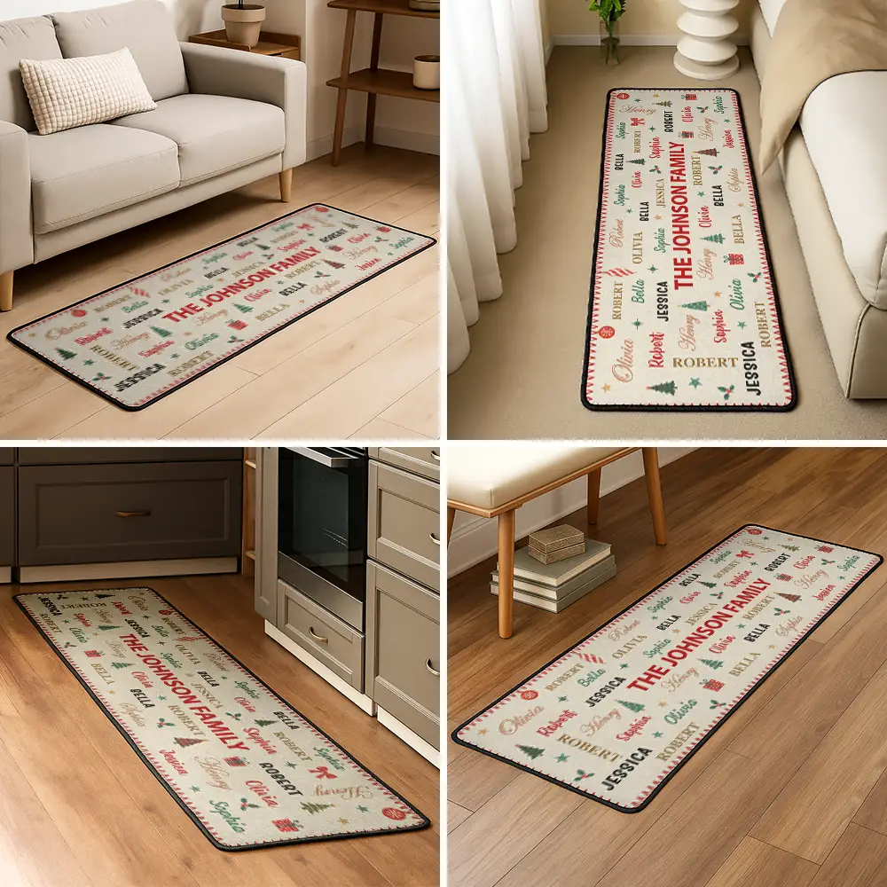 Custom Family Names Christmas - Personalized Runner Rug