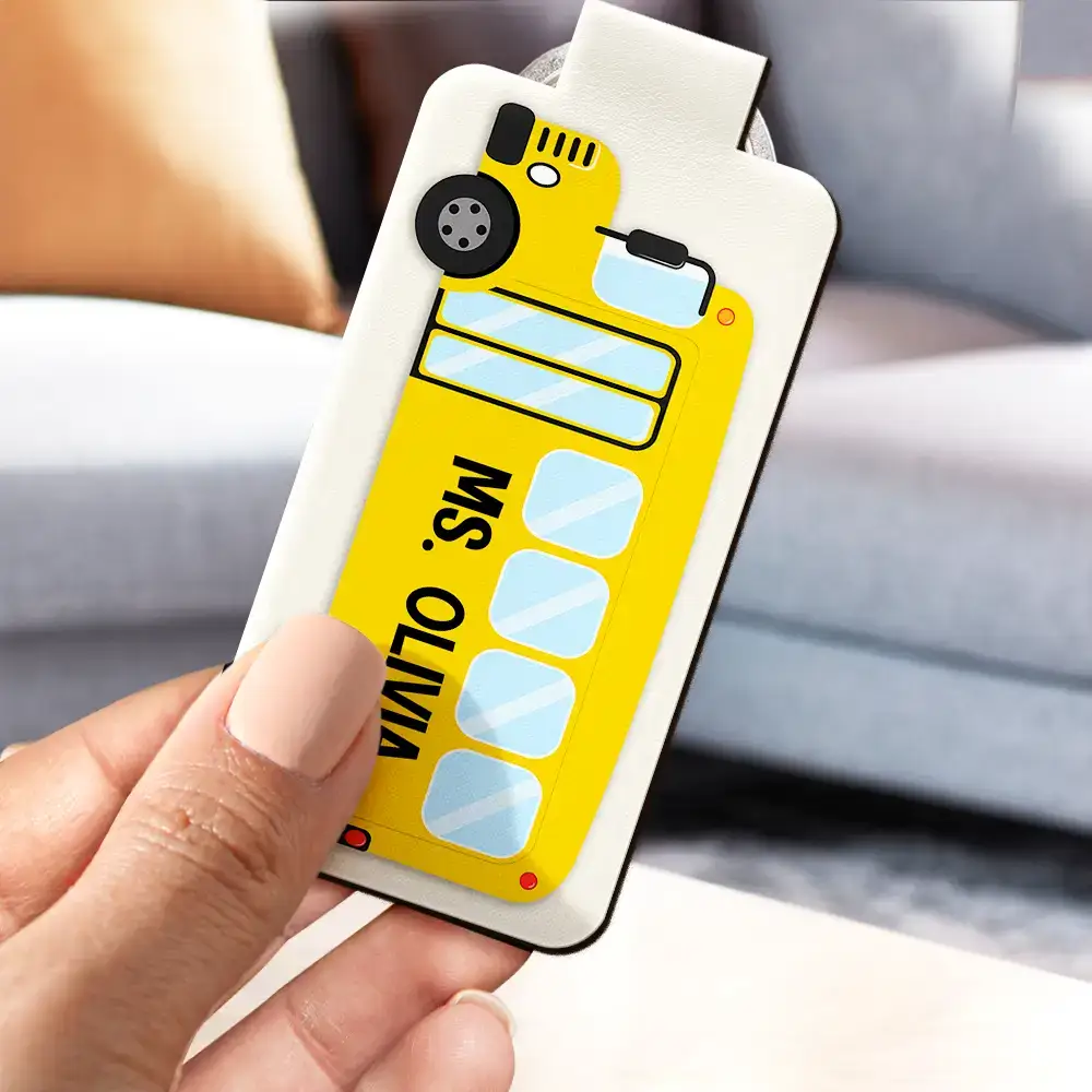 Thank You Bus Driver For The Sweet Ride - Personalized Custom Shaped Leather Keychain