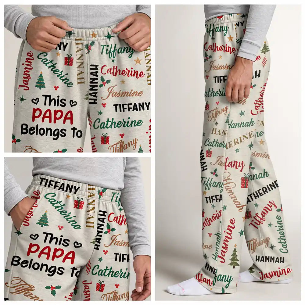 Christmas Gift For Grandpa Papa - Personalized Grandkids Name Pajama Pants
