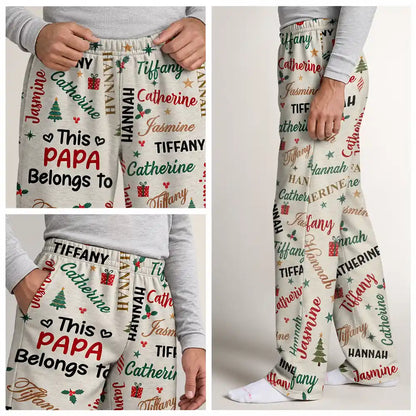 Christmas Gift For Grandpa Papa - Personalized Grandkids Name Pajama Pants