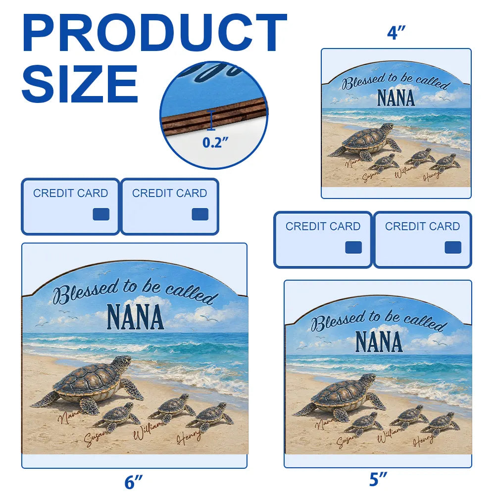 Turtles Blessed To Be Called Grandma - Personalized Custom Shaped Wood Sign