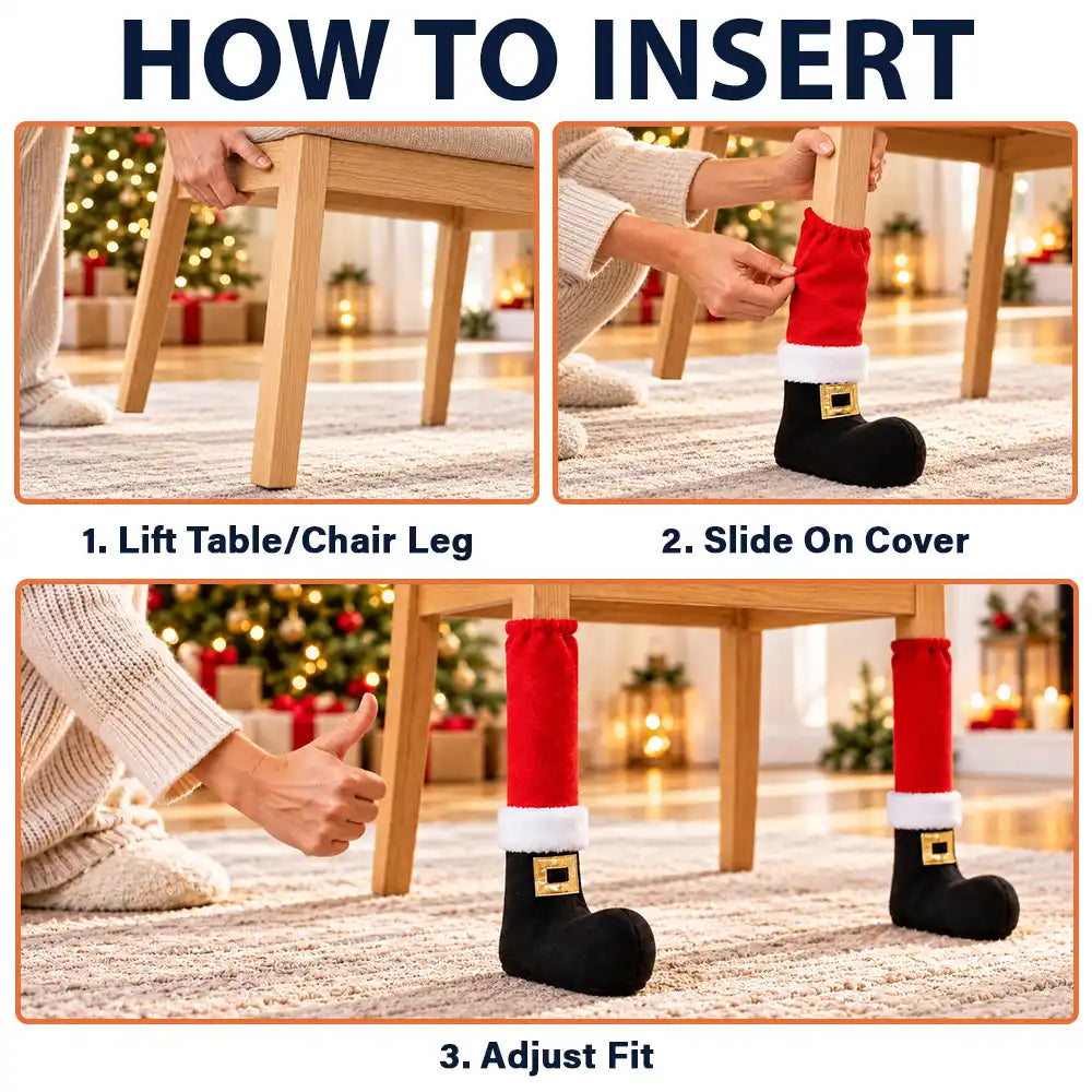 Christmas Home Decor Gift For Family - Personalized Santa Boot Family Name Furniture Leg Cover
