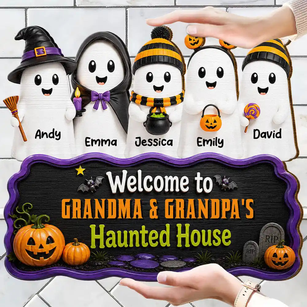 Welcome To Haunted House Halloween Boo - Personalized Custom Shaped Wood Sign