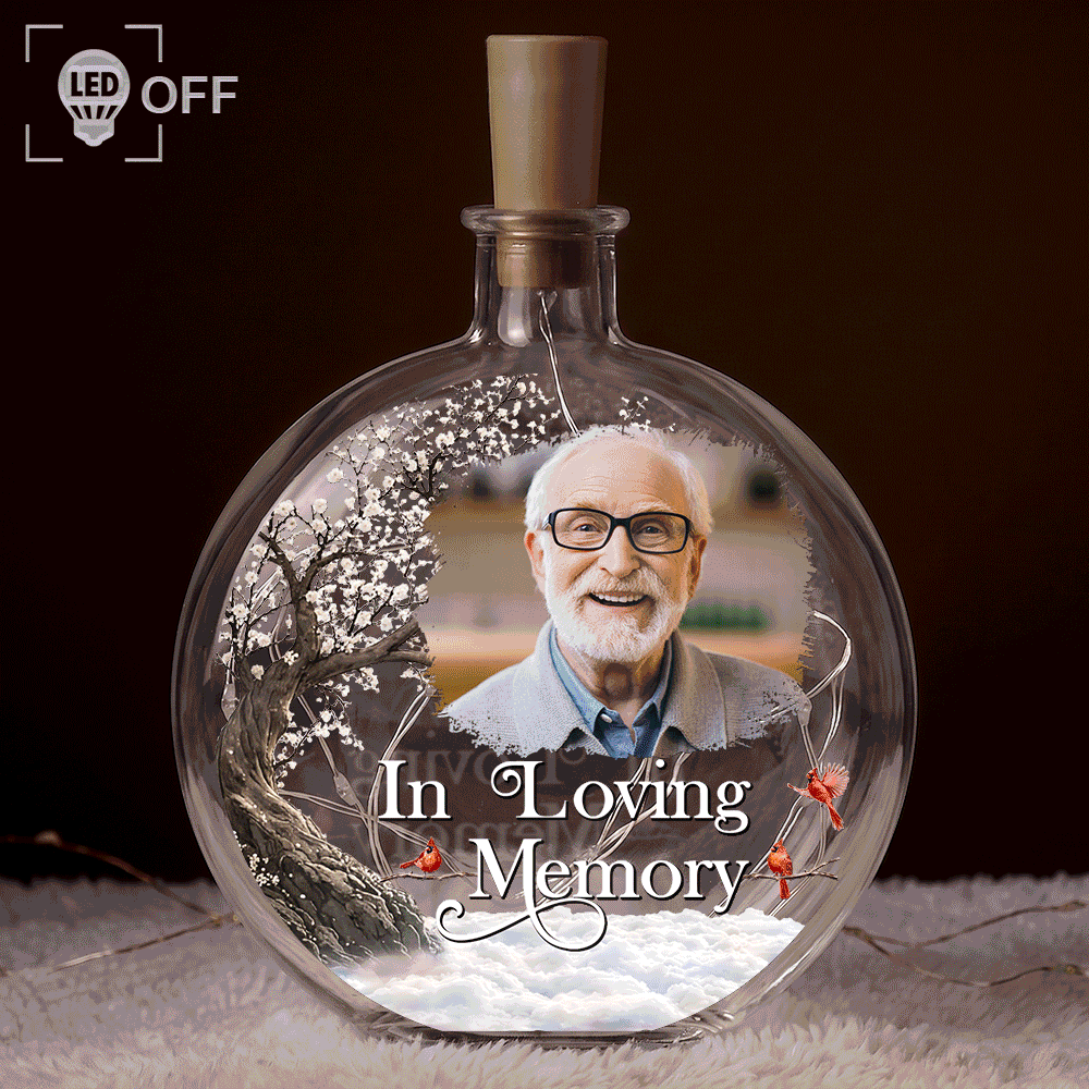 Custom Photo I'm Always With You Memorial Gift - Personalized Round Flat Bottle Light