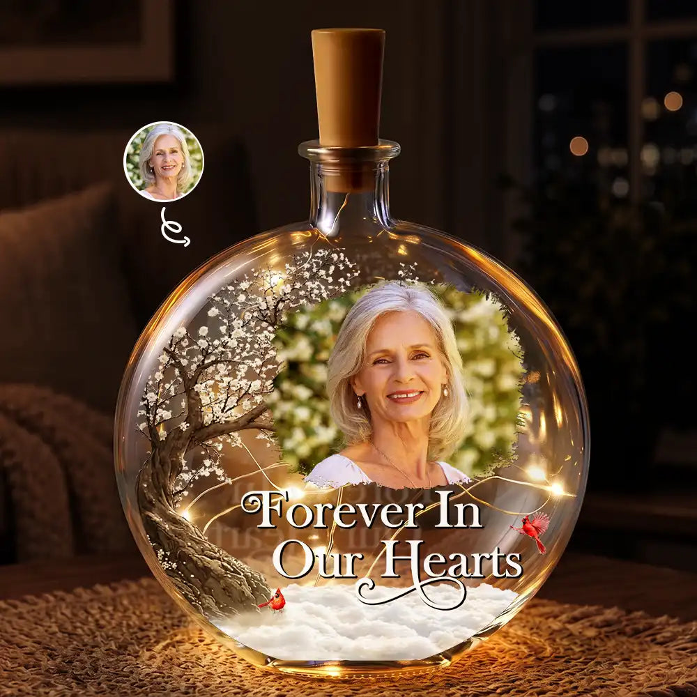 Custom Photo I'm Always With You Memorial Gift - Personalized Round Flat Bottle Light
