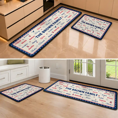 Stars & Stripes Family Name Christmas - Personalized Runner Rug