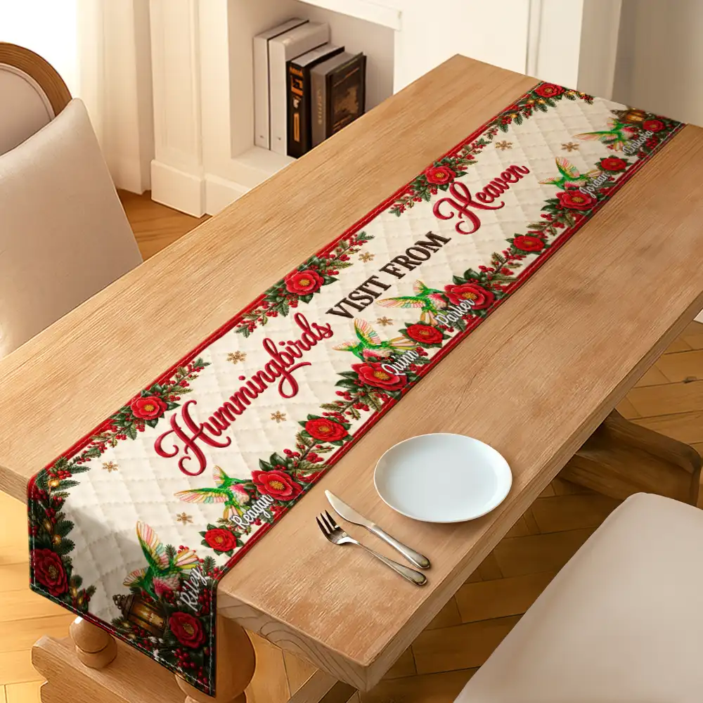 Christmas Memorial Gift For Family - Personalized Names Cardinals Appear When Angels Are Near Table Runner