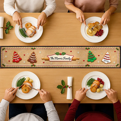 Custom Family Christmas Cookie - Personalized Table Runner