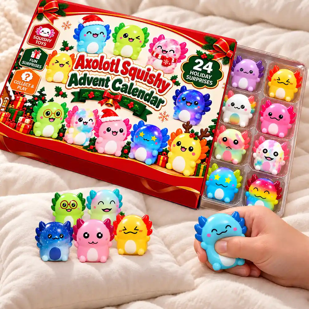 Squishy Axolotl Gift For Kids - Festive Christmas Countdown Advent Calendar
