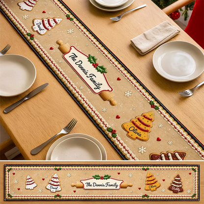 Custom Family Christmas Cookie - Personalized Table Runner