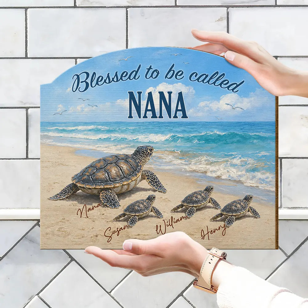 Turtles Blessed To Be Called Grandma - Personalized Custom Shaped Wood Sign