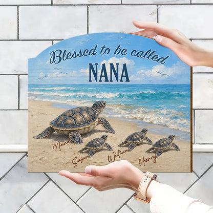 Turtles Blessed To Be Called Grandma - Personalized Custom Shaped Wood Sign