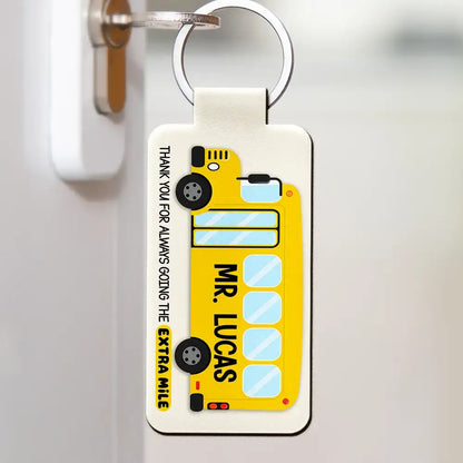 Thank You Bus Driver For The Sweet Ride - Personalized Custom Shaped Leather Keychain