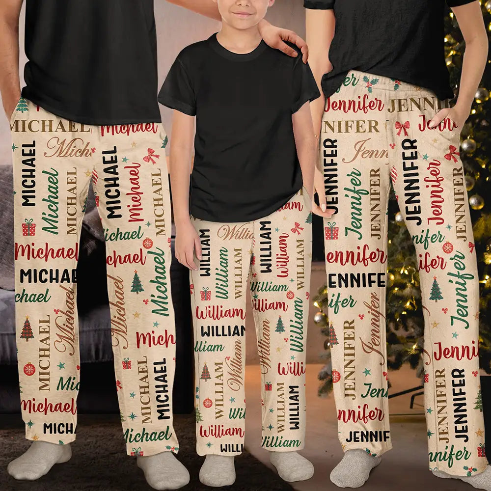 Matching Christmas Gift For Family - Personalized Member Names Holiday Pajama Pants